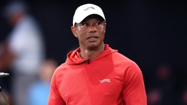 PALM BEACH GARDENS, FLORIDA - MARCH 23: Tiger Woods of Jupiter Links Golf Club looks on before the match against the Los Angeles Golf Club at SoFi Center on March 23, 2026 in Palm Beach Gardens, Florida. (Photo by Adam Glanzman/TGL/TGL Golf via Getty Images)