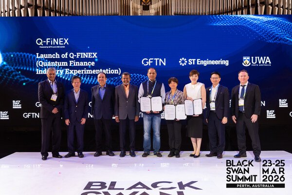 A milestone moment at Black Swan Summit Australia in Perth as GFTN, UWA’s QUISA, and ST Engineering officially launch Q-FINEX. Photo credit: GFTN
